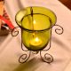 Handmade Glass Tea Light Candle Holders in Yellowish Shade